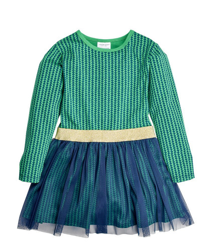 Toobydoo Tulle Party Dress in Navy & Green