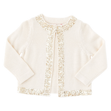 Pink Chicken Sweater Cardigan Cream Gold Sequins