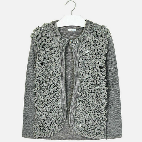 Mayoral Sweater Cardigan Grey Loops and Sequins