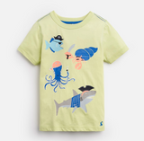 Joules Tee Shirt Green Pirate Fish Glow In The Dark