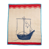 Lil Pyar Crib Blanket Tan Blue Red Pirate Design