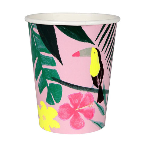 MeriMeri Party Cups Set of 12 Tropical Leaf and Toucan
