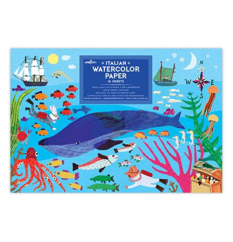 Eeboo 16 Sheet Watercolor Paper Pad Sea