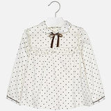 Mayoral Longsleeve Shirt Blouse Cream Brown Dots