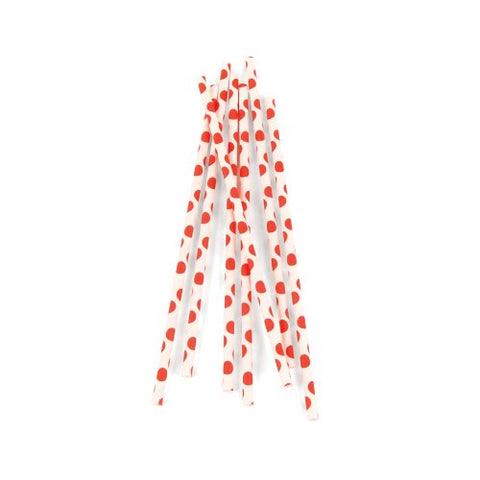 Kikkerland Biodegradable Paper Straws Set of 144 Red Dots