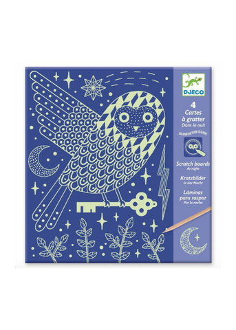 Djeco Scratch Art Cards Glow in the Dark - At Night