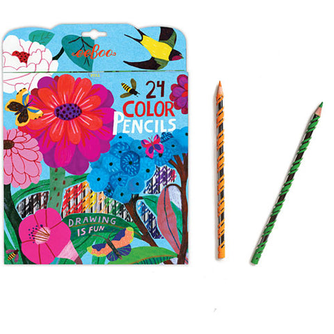 Eeboo Color Pencils 24 in Box Flowers