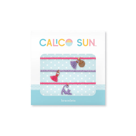 Calico Sun Bracelet Set - Pink and Purple Cat