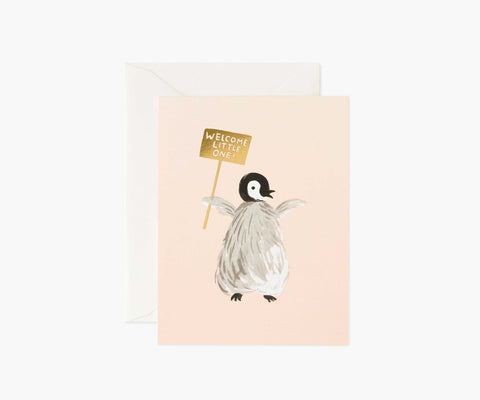Rifle Paper Company Card - Welcome Little One Penguin