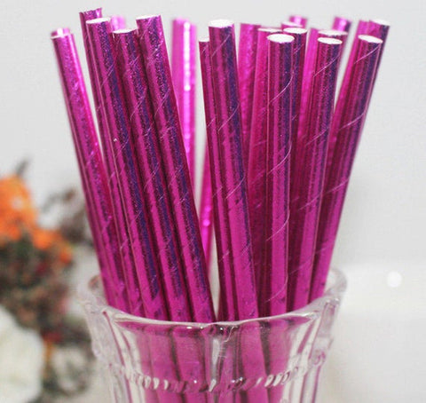 MeriMeri Paper Straws Pink Metallic