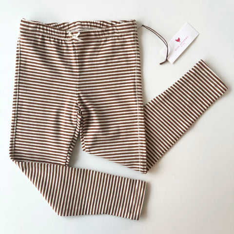 Pink Chicken Leggings Brown White Stripe