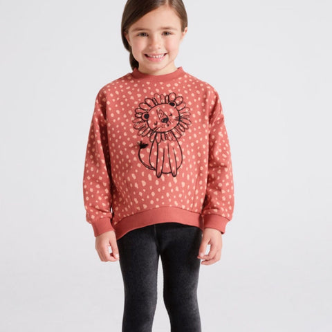 Mayoral Two Piece Rust Grey Leggings and Sweatshirt Lion Set