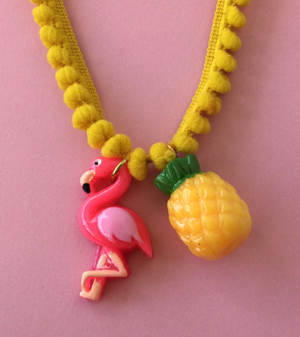 Bottleblond Jewels Flamingo Pineapple Necklace