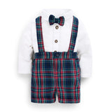 Jojo Maman Tartan Plaid Shorts 3 Piece Suspenders Set