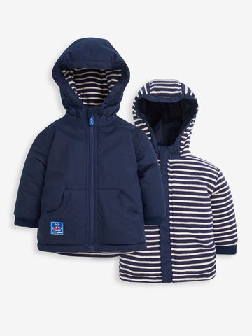 JoJo Maman Reversible Fleece Lined Navy Coat