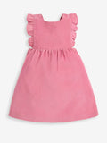 JoJo Maman Ruffle Sleeve Pink Corduroy Pinafore Dress