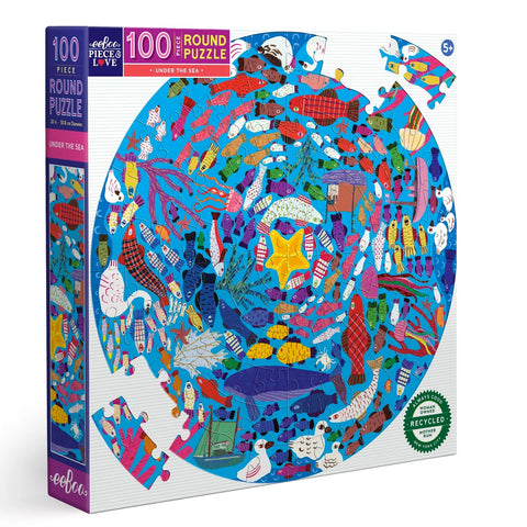 Eeboo Round Puzzle Under The Sea 100 Piece