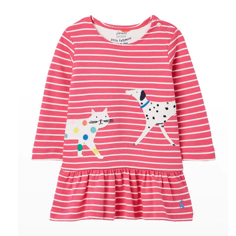 Joules Organic Dazzle Pets Pink Stripe Dress