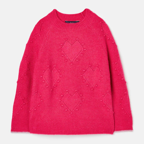 Joules Ofelia Heart Knit Pink Sweater