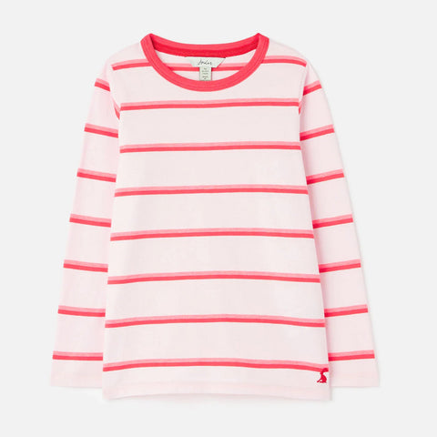 Joules Long Sleeve Pink and Neon Stripe Shirt