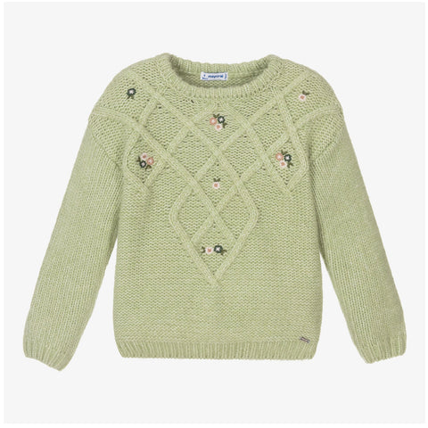 Mayoral Green and Floral Pullover Sweater