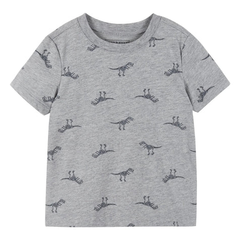 Andy and Evan Boys Tee Shirt Heather Grey Navy Dinosaurs