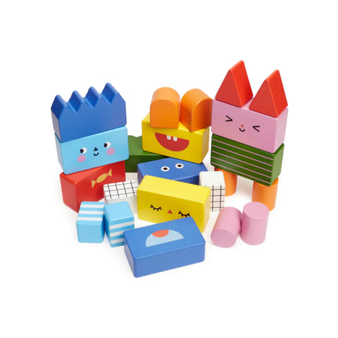 Kikkerland Stack and Mix Wooden Building Blocks