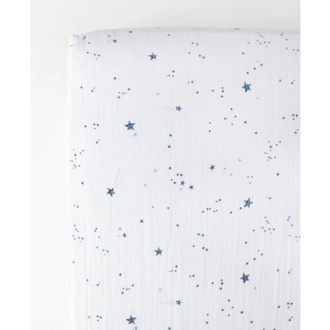 Little Unicorn Crib Sheet Blue Shooting Stars