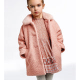 Mayoral Pink Shearling and Faux Fur Coat