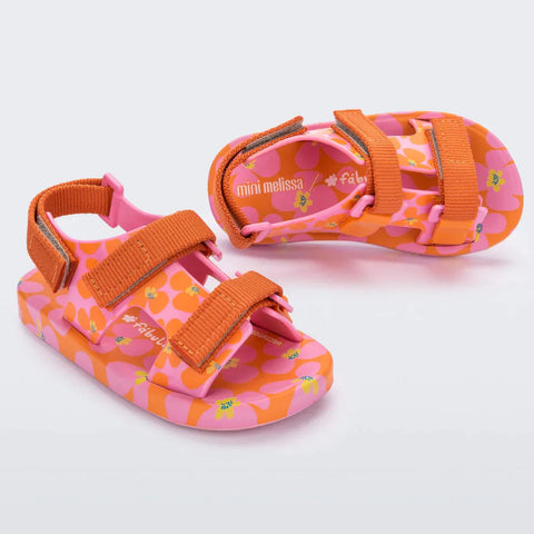 Mini Melissa Ping Pong Sandals Pink Orange
