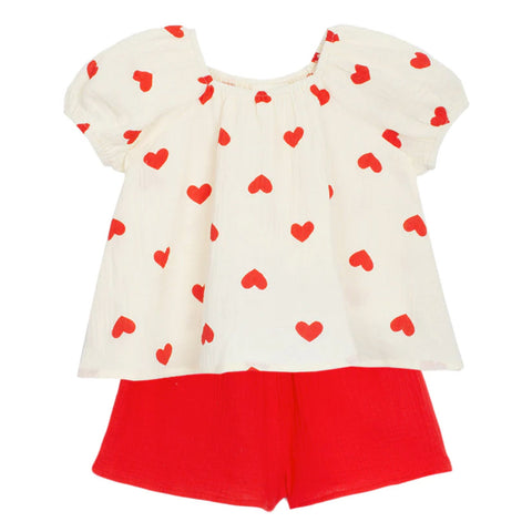 Mabel & Honey Sweet Hearts Cotton Gauze 2 Piece Set