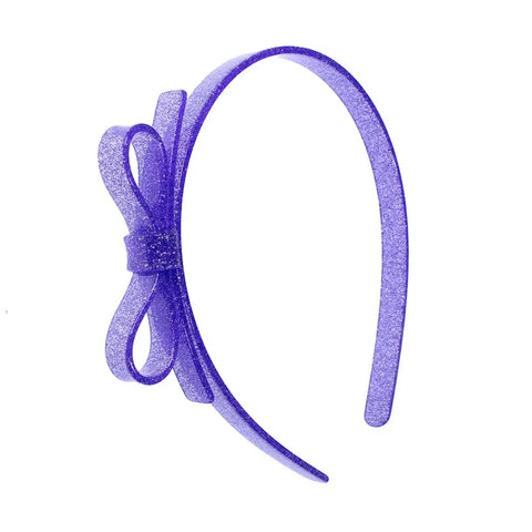Lilies and Roses Headband Purple Glitter Small Bow