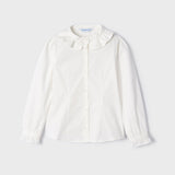 Mayoral White Ruffle Peter Pan Collar Blouse