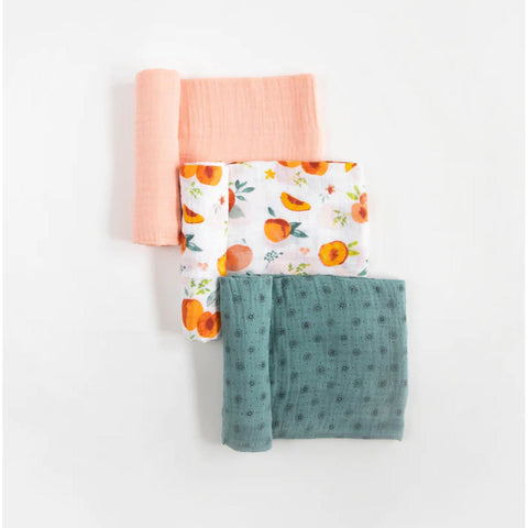 Little Unicorn 3 Piece Cotton Muslin Swaddle Set Georgia Peach