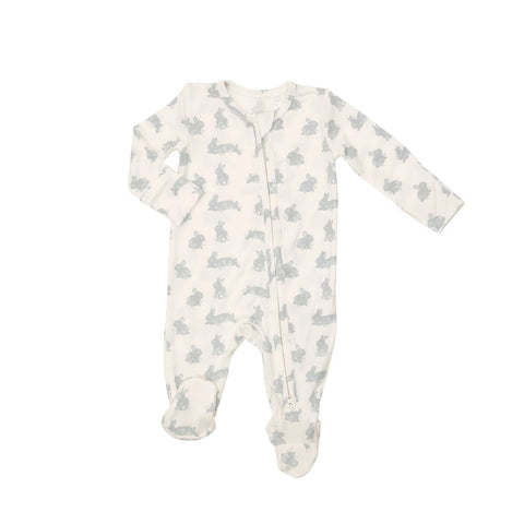 Angel Dear Zipper Footie Grey Bunnies
