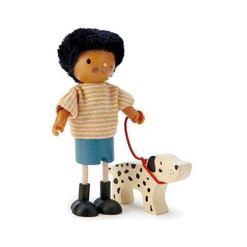 Tender Leaf Toys Wooden Doll Set Man with Dog Mr Forrester