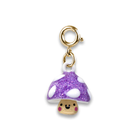 Charm It! Gold Glitter Mushroom Charm (purple)