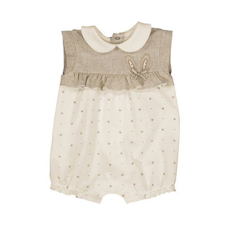 Mayoral Romper Tan Stars and Bunny Ears
