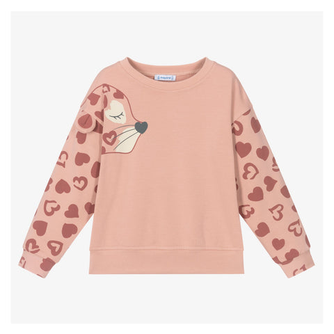 Mayoral Dusty Rose Leopard and Hearts Sweatshirt
