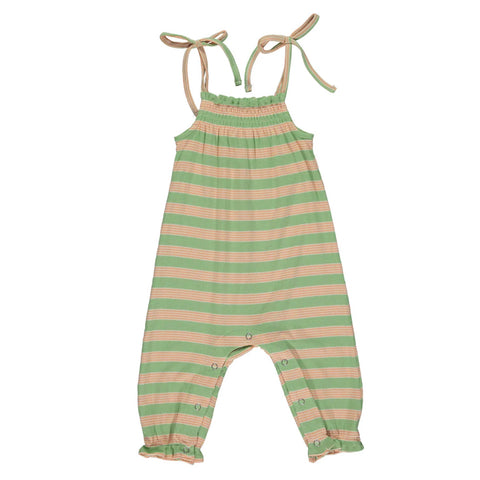 Vignette Victoria Romper Green with Orange Stripes