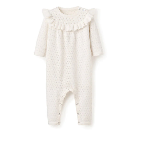 Elegant Baby White Pointelle Jumpsuit