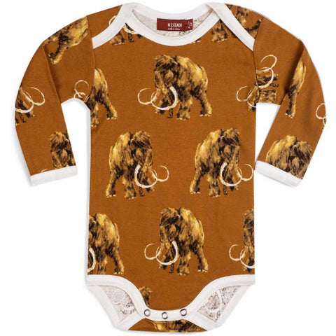 MilkBarn Organic Cotton Long Sleeve One Piece Bodysuit Wooly Mammoth