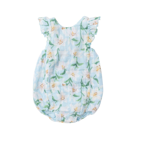 Angel Dear Blue White Lillies Sunsuit Romper