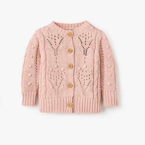 Elegant Baby Knit Pointelle Pink Cardigan