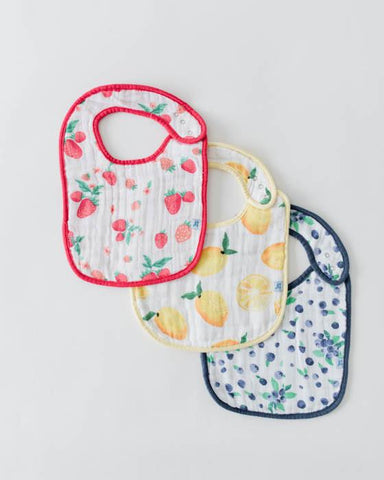 Little Unicorn 3 Piece Cotton Muslin Classic Bib Set Berry Lemonade