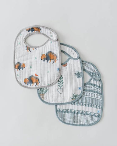 Little Unicorn 3 Piece Cotton Muslin Classic Bib Set Bison