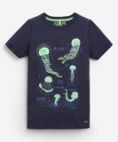 Joules Tee Shirt Navy Glow-in-the-Dark Jellyfish